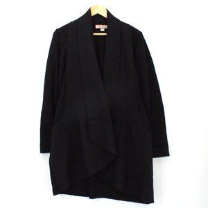 Beyond Threads Cardigan Sweater Womens Black Open Front Knit Made In Peru Size M